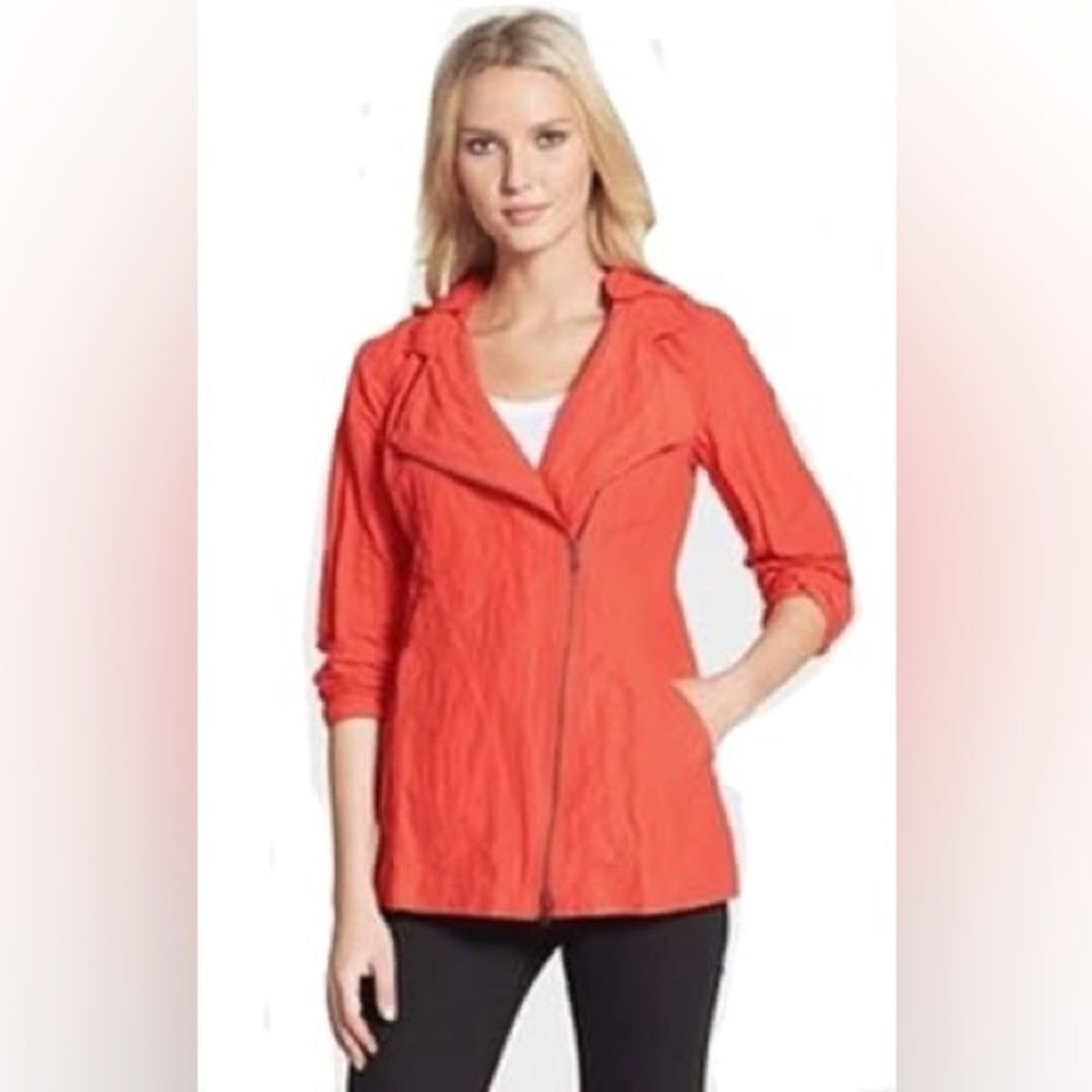 Eileen Fisher Rumpled Cotton Steel Hooded Jacket XS